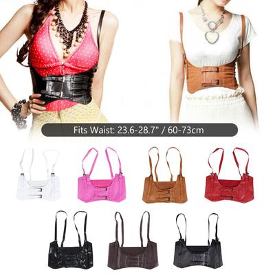 Women Corset Belt PU Leather Elastic Cincher Vest Wide Waistband Waist Strap