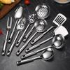 Stainless Steel Cookware: Nine Bead Spatula & Spoon Set - Includes Frying Spatula, Slotted Spoon, Rice Spoon, and Stir-fry Spatula.