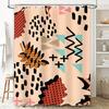 Abstract Bathroom Decor Shower Curtain Modern Pattern Orange Black Red Print for Home Bath Decoration (180x180cm)