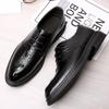 Business Dress Leather Shoes Men's Breathable Round Head Versatile First Layer Cowhide Crocodile Pattern Groom Wedding Shoes