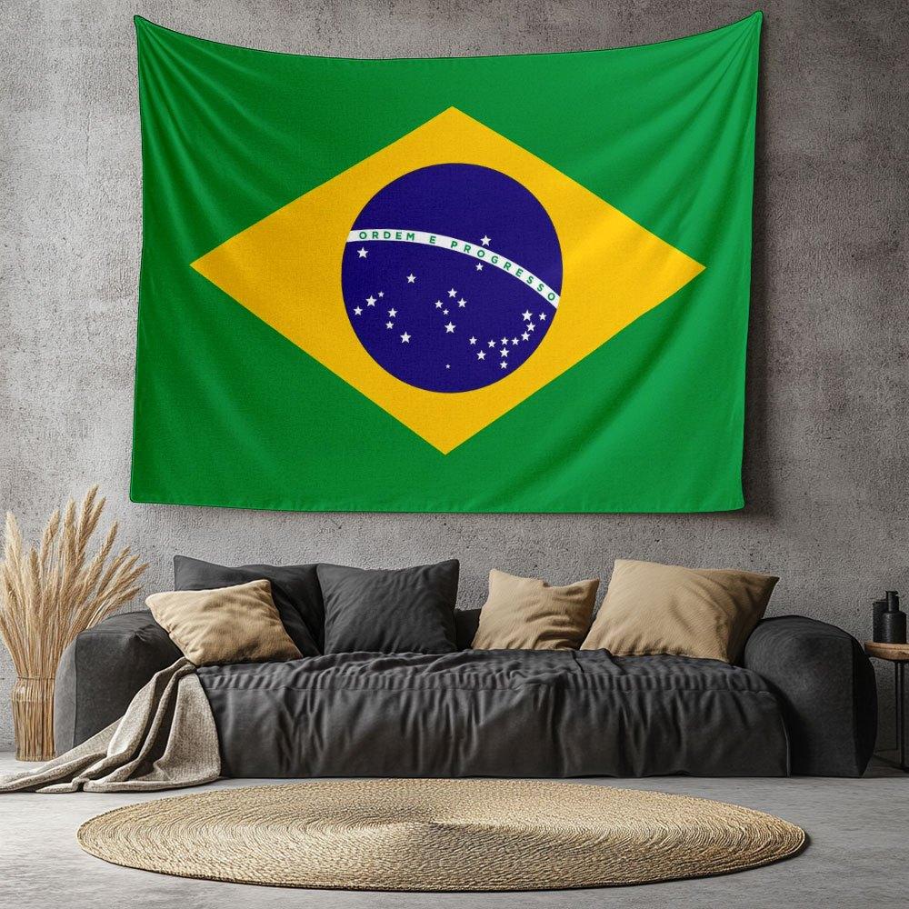 

Brazil National Flag Wall Tapestry Fashion Home Decoration for Bedroom Living Room Dorm Party 74x94cm(29x37in)