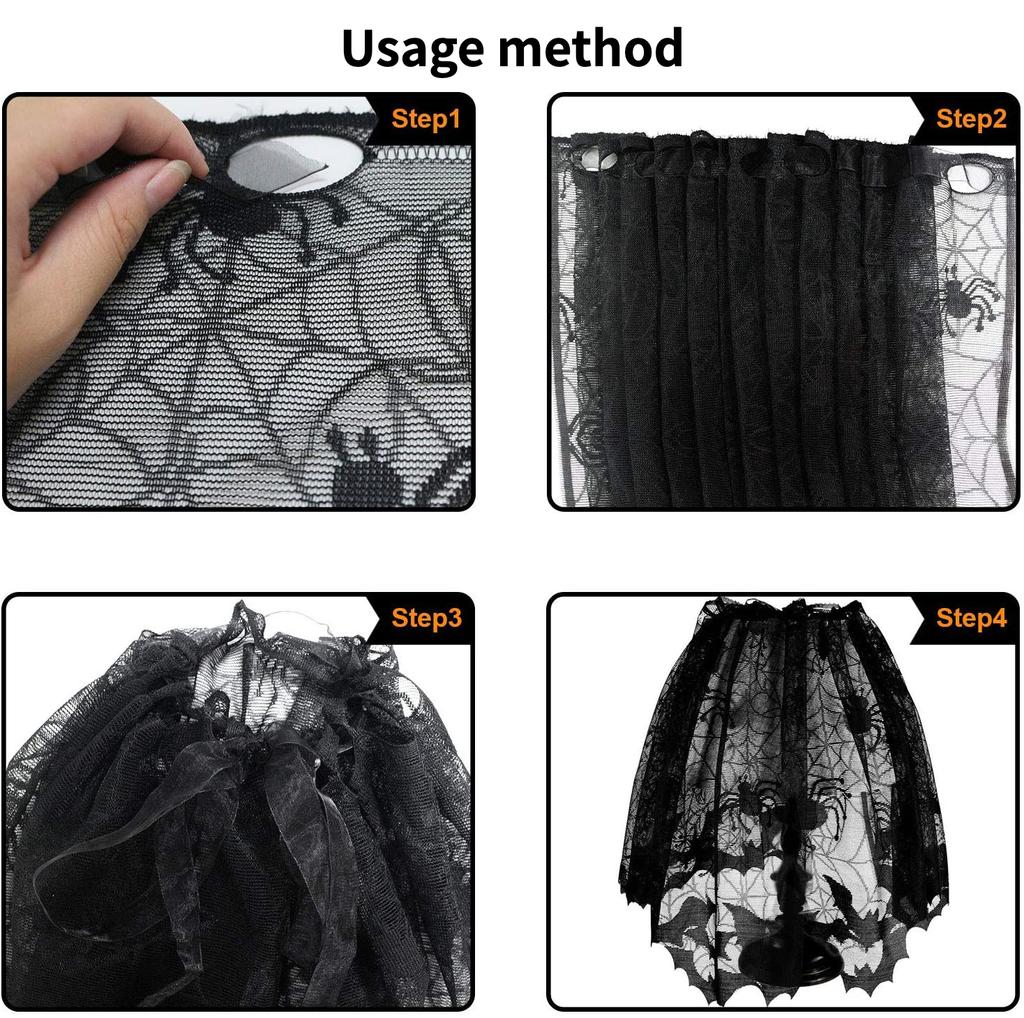 Halloween Black Lace Spider Web Lampshade Creepy Gothic Style Home Decor for Table Lamp Or Chandelier