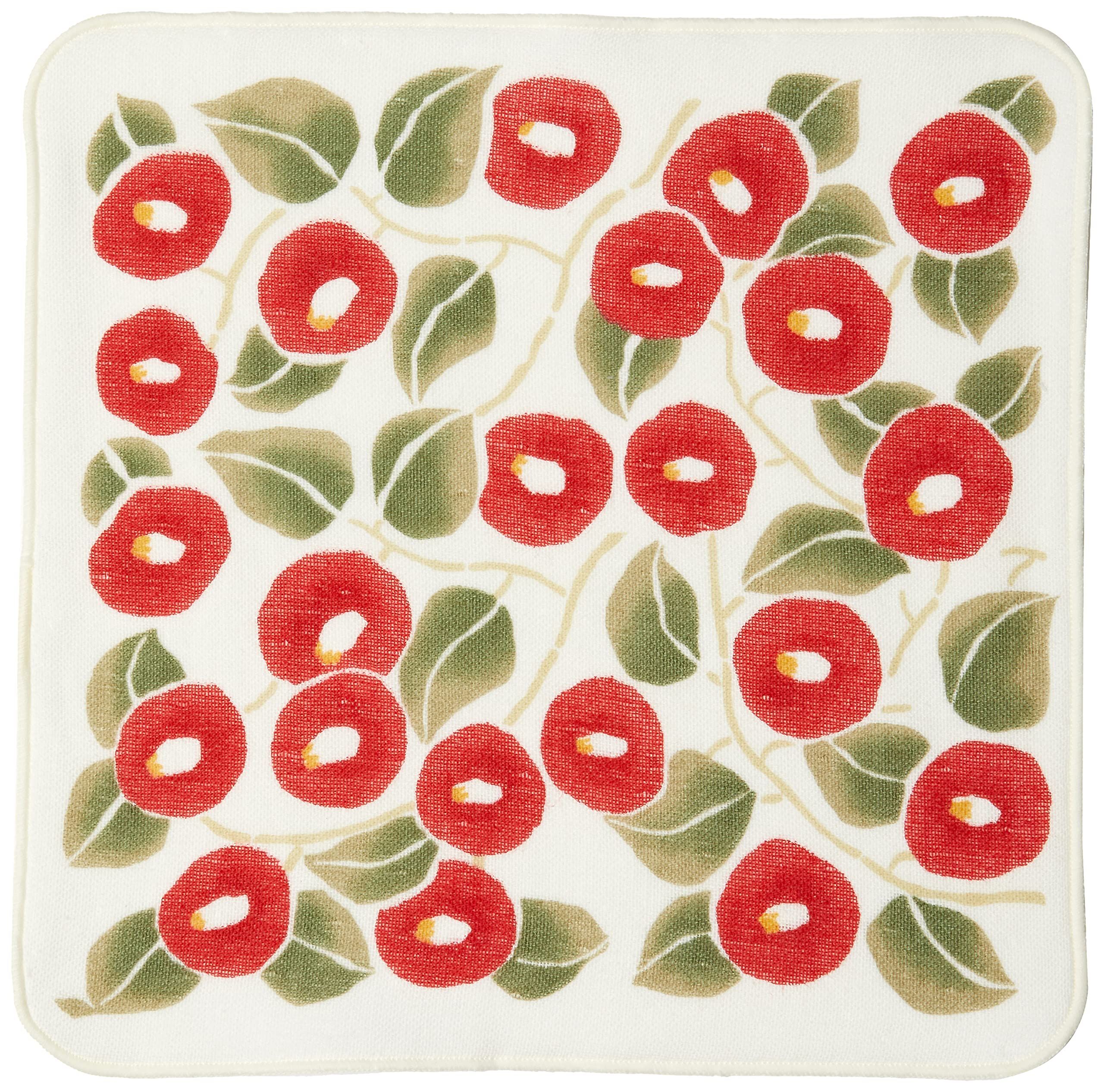

Musubi Yumeji Takehisa Gauze Towel Made in Handkerchief, Camellia, Red, Japan, 70022-101