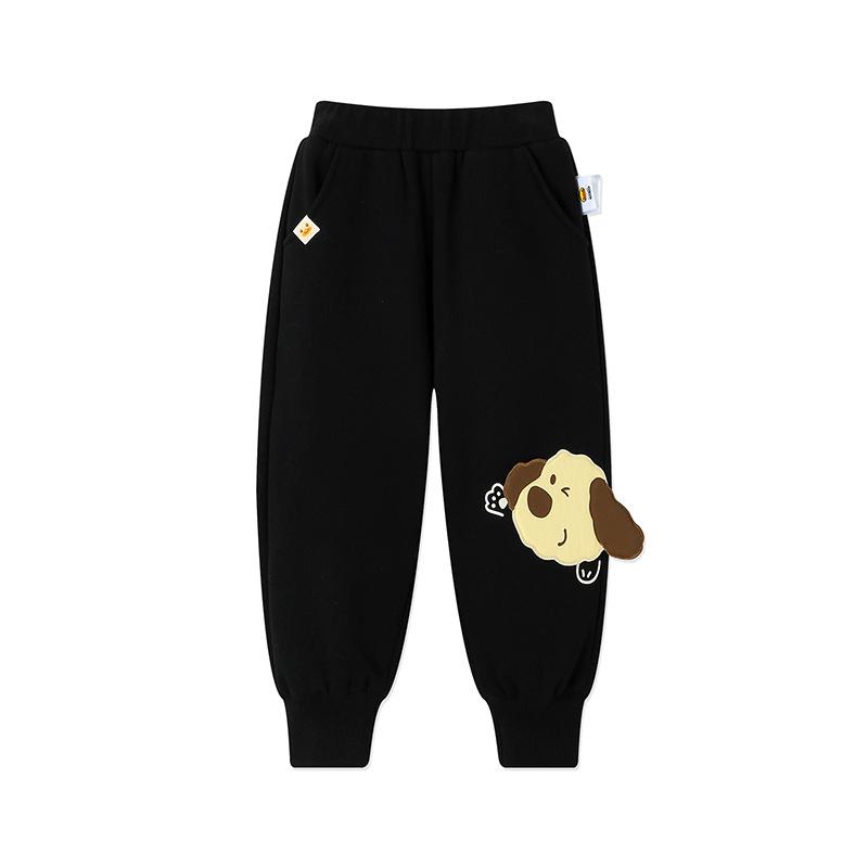 Bduck Fleece-Lined Yellow Duck Children's Warm Sweatpants for Boys - Winter Long Pants