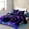 Purple Tiger Head Print Duvet Cover Tiger Beast Cyberpunk Style Wildlife Theme Bed Set Soft Comfortable Quilt Cover Pillowcases