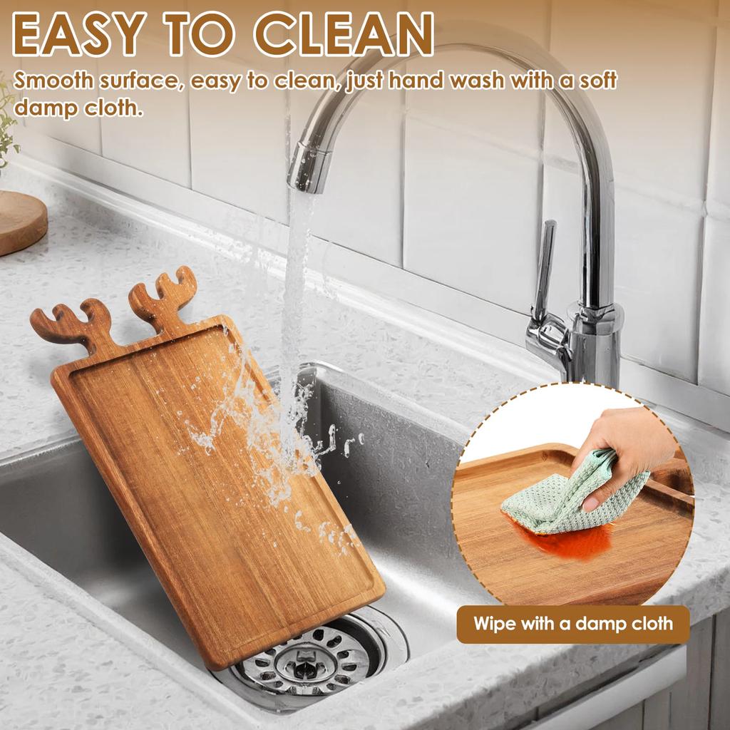 Christmas Appetizer Platter Wooden Food Serving Dish Plate Charcuterie Board Dessert Plate Fruit Trays for Kitchen Party Decor