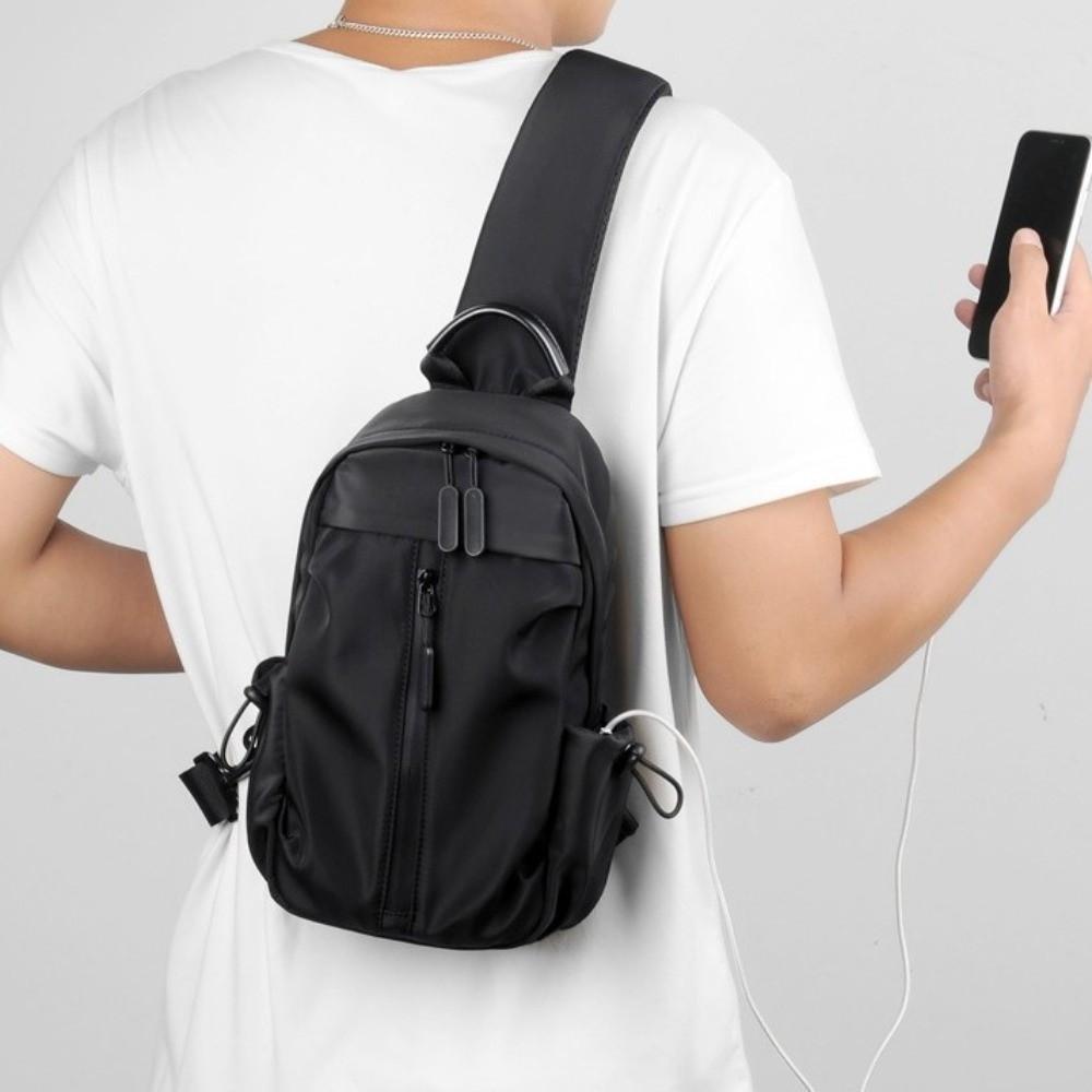 Multifunction Sports Crossbody Bag Solid Color Nylon Shoulder Bag Casual Men's Chest Bag  Fitness
