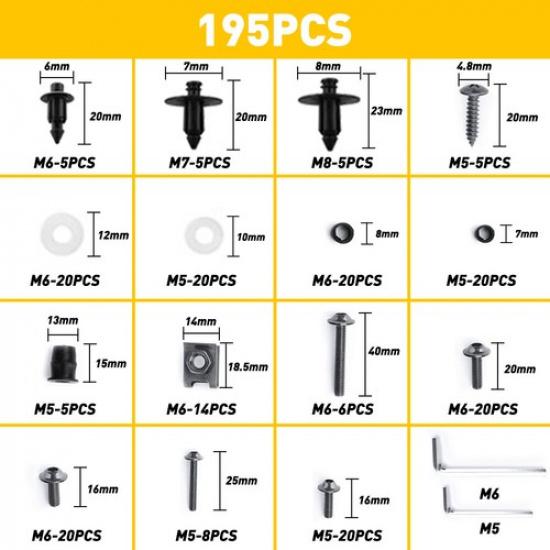 Complete Fairing Bolt Screws For Kit Honda CBR600 CBR250R 500RR 300R Black