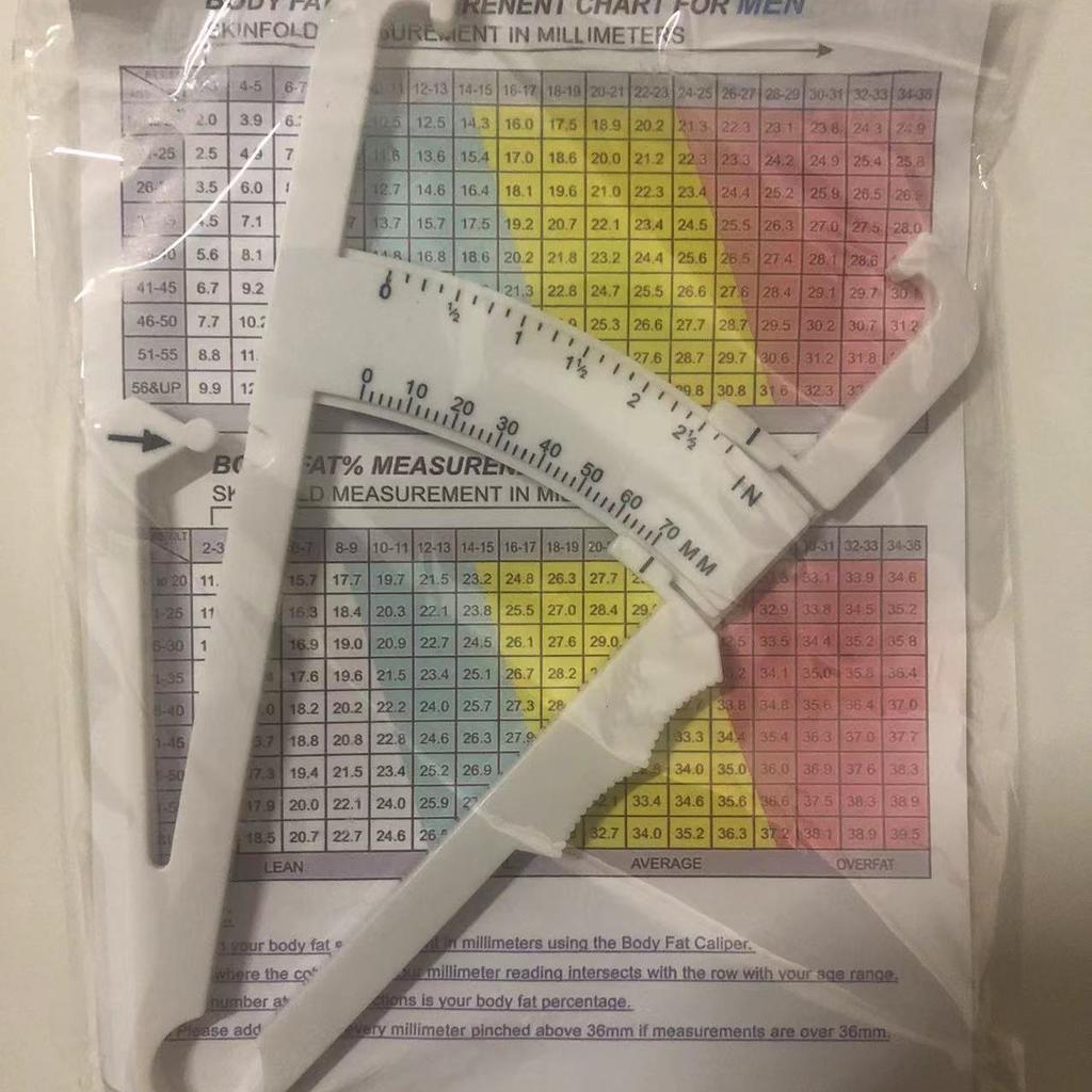 1 Set 70mm Hautfalten-Körperfett-Messschieber-Set mit Maßband Körperfett-Messgeräte Körperfett-Tester Hautfaltenmess-Zubehör