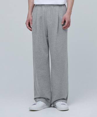 One-Pleat Wide Lounge Sweatpants [Medium Grey]