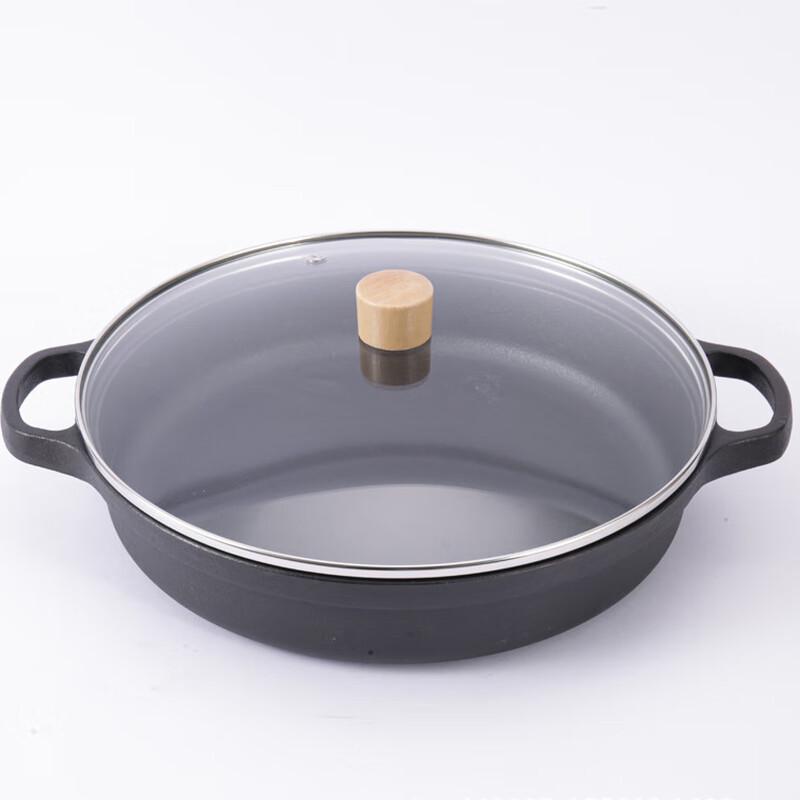 ZISIZ Thick-Bottom Cast Iron Frying Pan