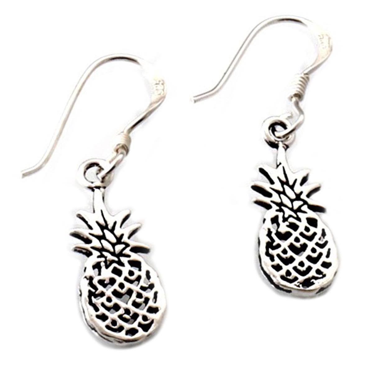 

Les Trésors De Lily [Q7496] - Boucles argent Ananas argenté - 15x7 mm