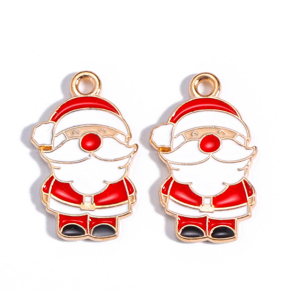Enamel Christmas Charms Christmas Elk Gift Snowman Santa Claus Pendant for Diy Necklace Earring Jewelry Making Accessories