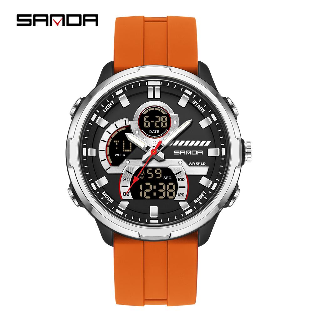 Electronic Watch Men's Dual Display Dial 5ATM Waterproof Night Light Stopwatch Multifunctional Sports Electronic Watch