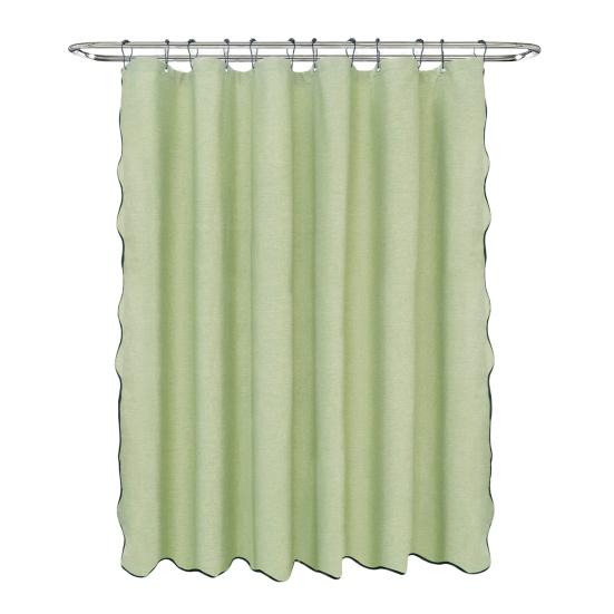 Sprchový závěs s vroubkovaným vzorem, odolný nepromokavý závěs s 12 háčky, pratelný, silný látkový sprchový závěs s černým okrajem do koupelny, hotelové vany