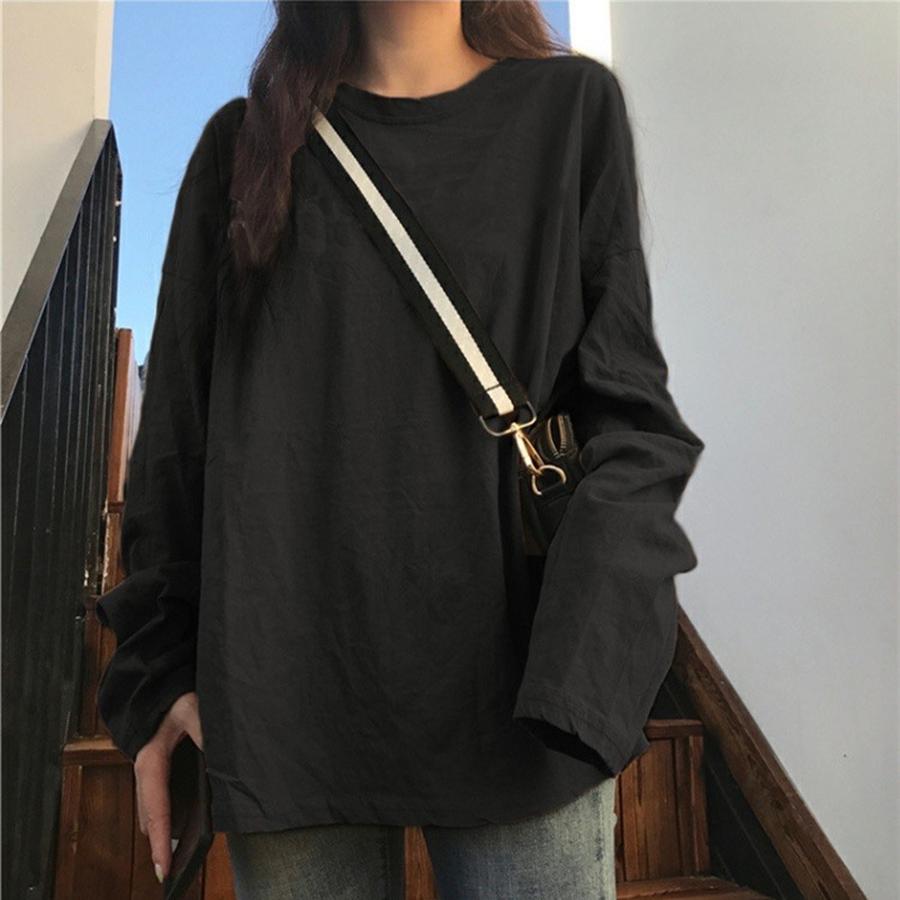 White Base Layer Women's Autumn New Korean Fashion Women's Clothing Trendy Inner Wear Pure Color Long Sleeve T-Shirt Women's Fashion