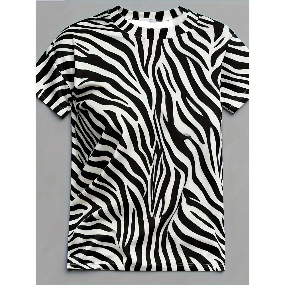 2026 Spring/Summer New Digital Print Zebra Pattern Short-Sleeve Sports Shirt for Women by Egg Tart