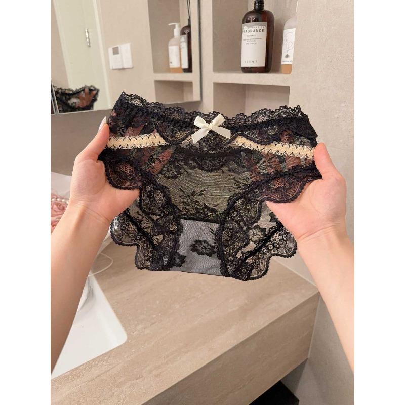 Big Size Lady Summer New Style Pure Desire Sexy Lace Pure Cotton File Breathable Low Waist Briefs