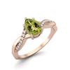 7X5MM Pear Peridot 925 Sterling Silver Rose Vermeil Solitaire Split Shank Women Anniversary Ring