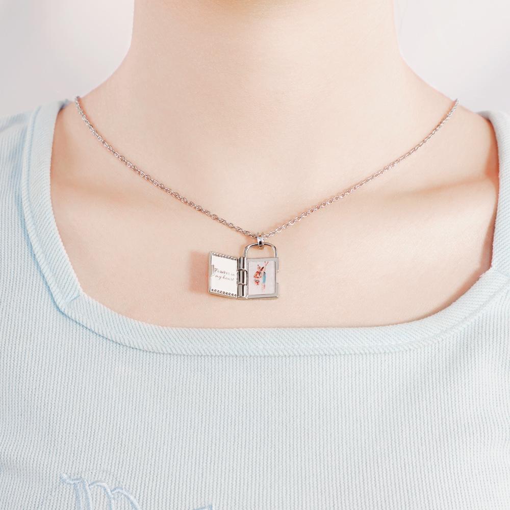 Custom Photo Envelope Necklace Can Opend Personalized Engraved Name Necklace Pendant Necklace Unique  Gift Memorial Gift