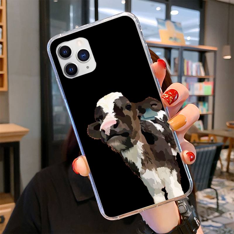 Animal Cute Cow Phone Case for iPhone 11 12 13 Mini Pro Max 8 7 6 6S Plus X 5 SE 2020 XR XS Case shell