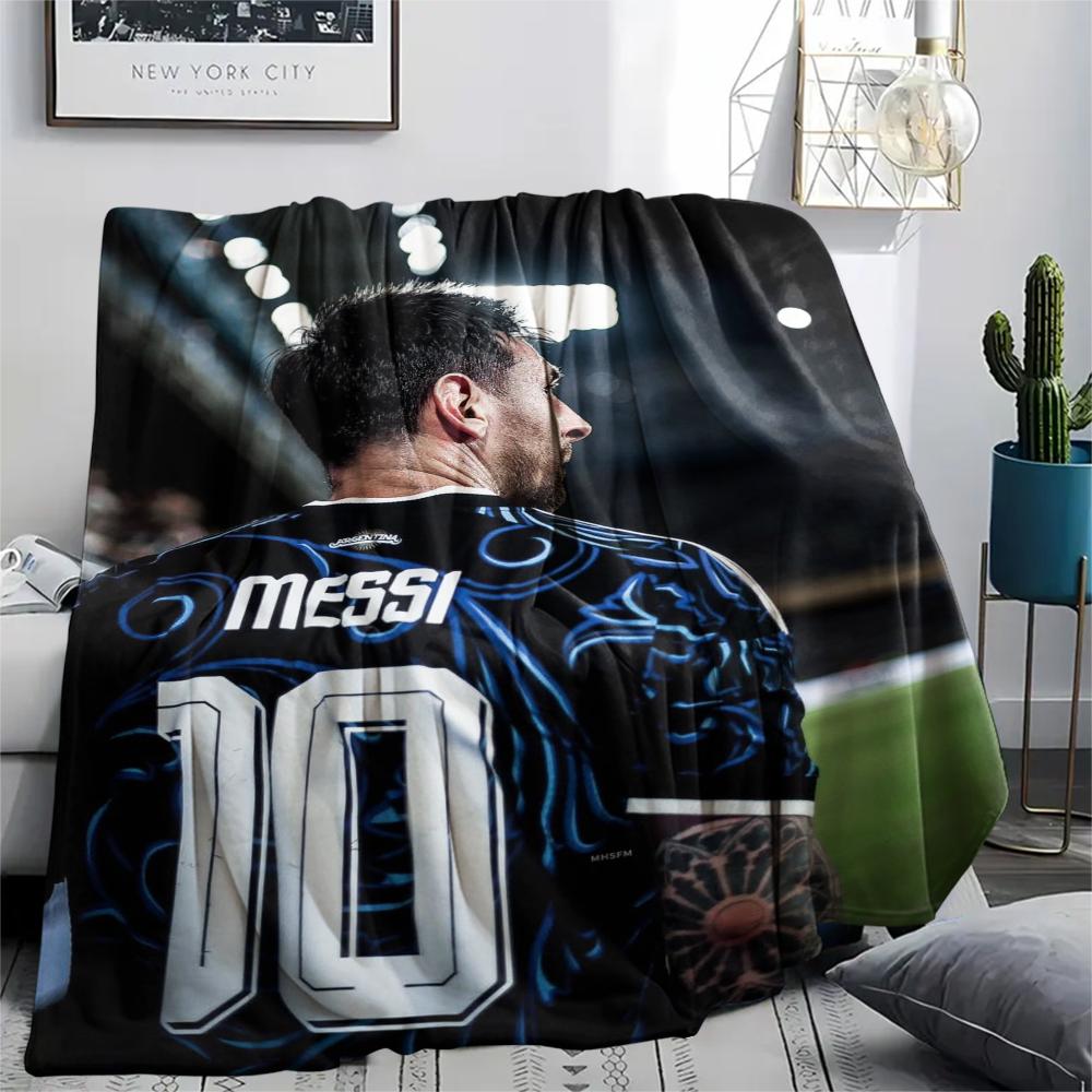 1Pc messi Print Flannel Blanket, High quality Comfortable for All Seasons, Home Decor, Warmth and Comfort, Perfect for Christmas GiftS