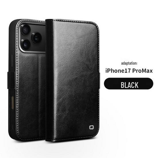 Chali Shi Genuine Leather iPhone 17 Pro Max Flip Case with Magnetic Buckle, Air Stand, and Card Slot