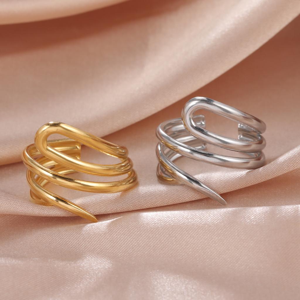 Cazador Hollow Geometric Rings Jewelry for Women Stainless Steel Finger Rings 2026 Wedding Birthday Mother Days Day Gift Trendy