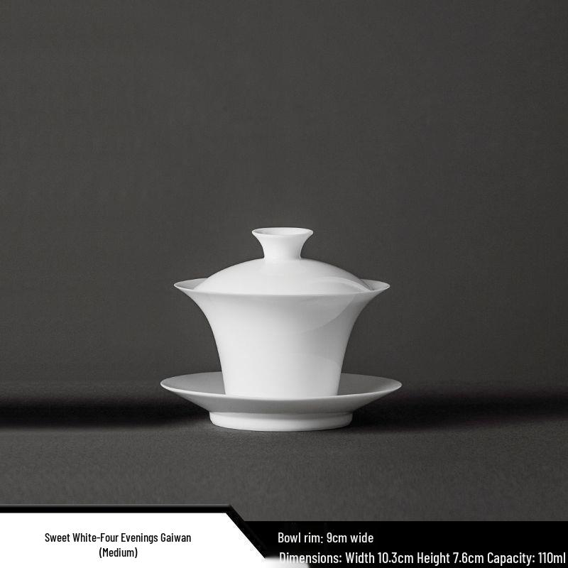 White Porcelain Three-Talent Gaiwan Tea Cup - Pure White Thin-Walled Ceramic Kung Fu Tea Set with Custom Logo