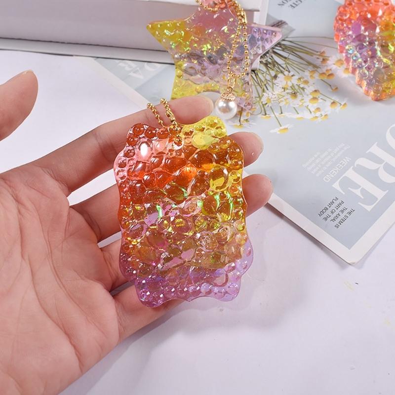 Cute Heart Round Charm Resin Mold Silicone Keychain Mold Pendant Epoxy Casting Mold with Hole DIY Craft Diamond Pattern