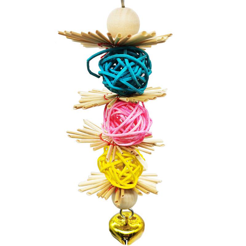Jouets Pour Oiseaux, Jouets Pour Perroquets Avec Cloches, Jouet À Mâcher Pour Cage À Perroquets Avec Bois Coloré