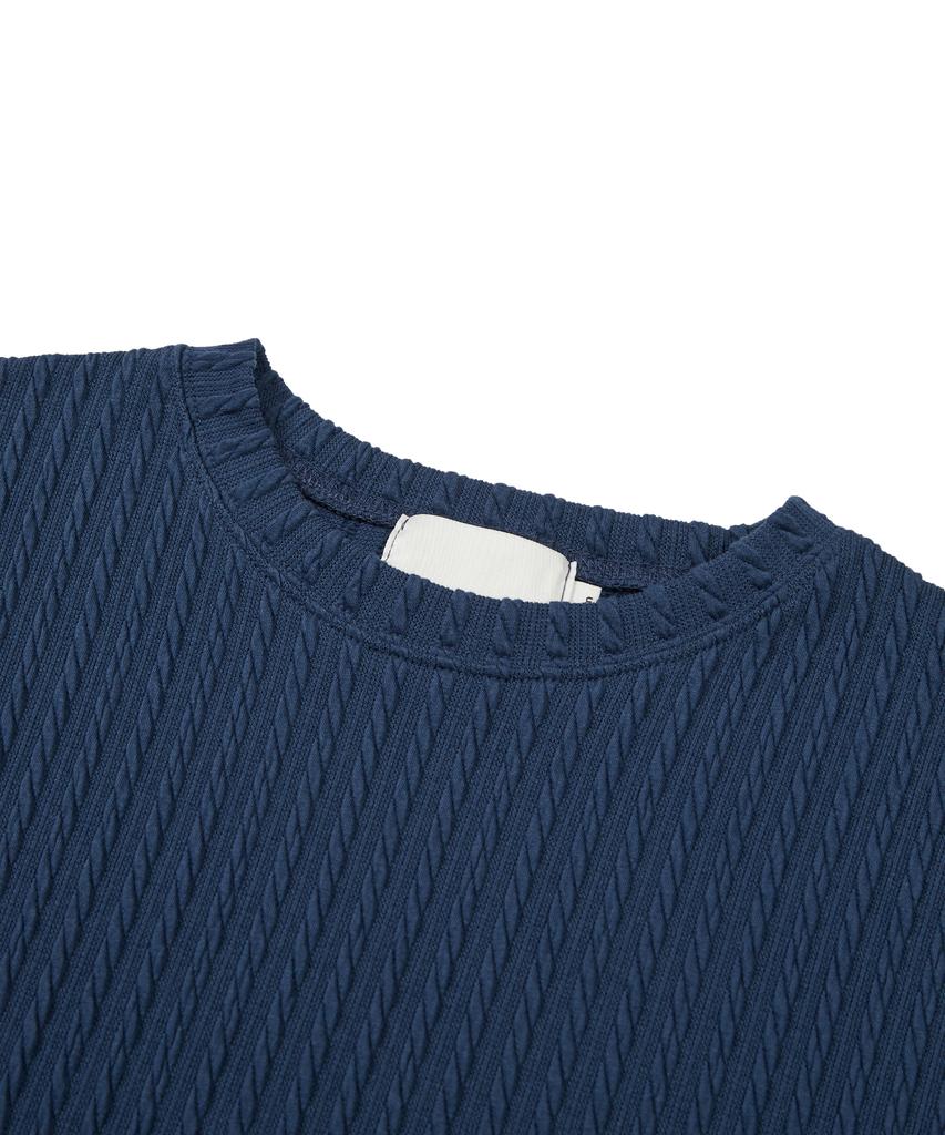 SSY Jacquard Knit Short Sleeve T-Shirt Blue