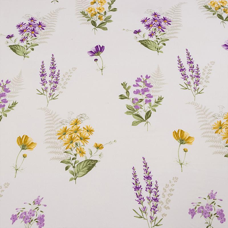 3Pc Purple Rhyme Yellow Flower Bed Sheet 100%Polyester 1Fitted Sheet 2Pillowcase Mattress Cover (No Pillowcase) Queen/King Size