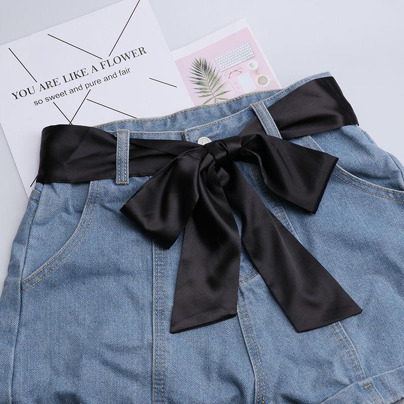 

Color Solid Contemporary Silk Ribbon Waist Belt With Beautiful Long Scarf For Fashion Trendy StyleA