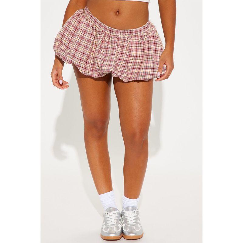 Kkx Street Sexy Style Contrast Color Check Short Skirt with Base Bud American Sexy Contrast Color Ultra Short Skirt