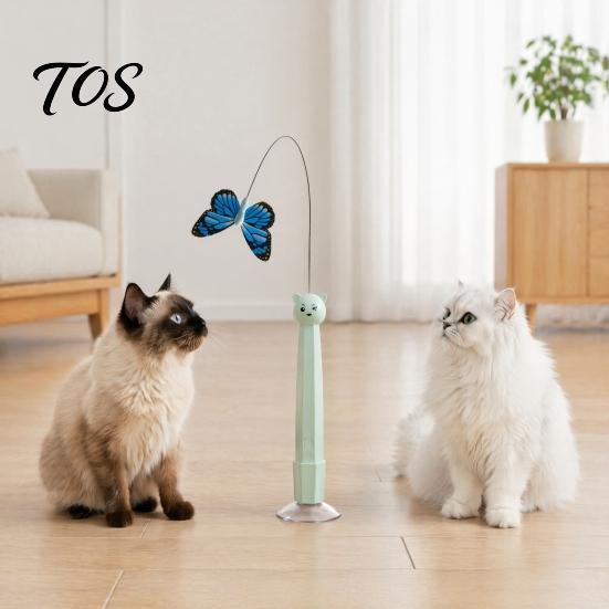 Interactive Wand for Cats Electric Butterfly Cat Wand, Rechargeable Toy, 360 Spinning Self-Play Portable Pet Entertainment Products with 2 Modes,