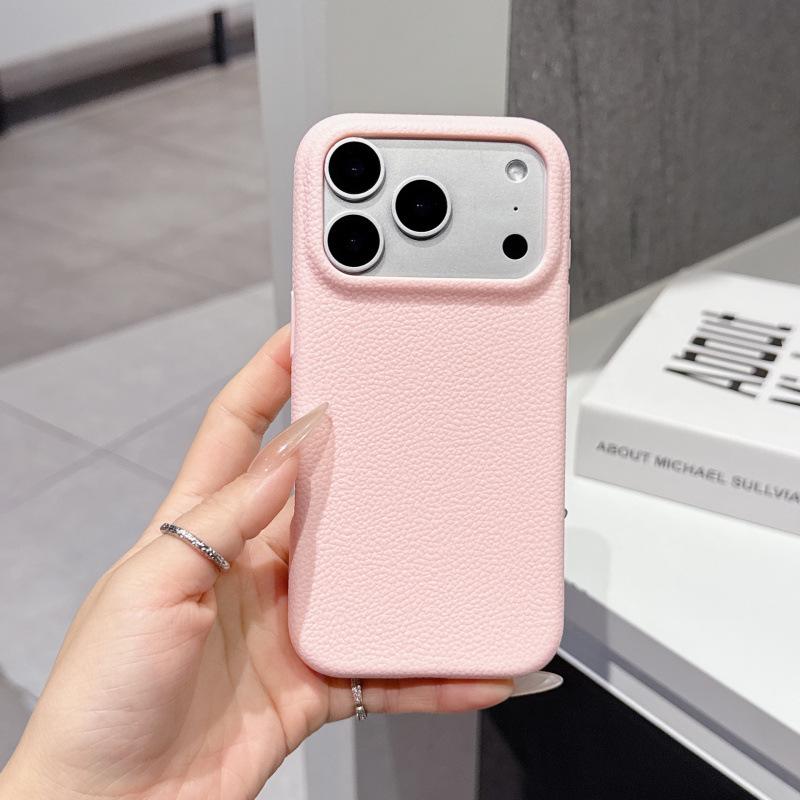 

iPhone 17 Pro Max Matte Lychee Texture Soft Anti-Drop Protective Case 14 Pro Max розовый