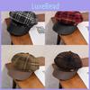 Trendy Winter Fall Plush Octagonal Beret With Grid Design For Womens Fashion