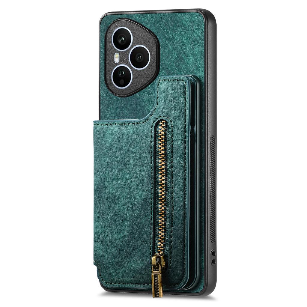 Dla Honor 400 Pro 5G (Światowy) Etui z zamkiem błyskawicznym, uchwyt na karty, retro skórzane etui na telefon z TPU