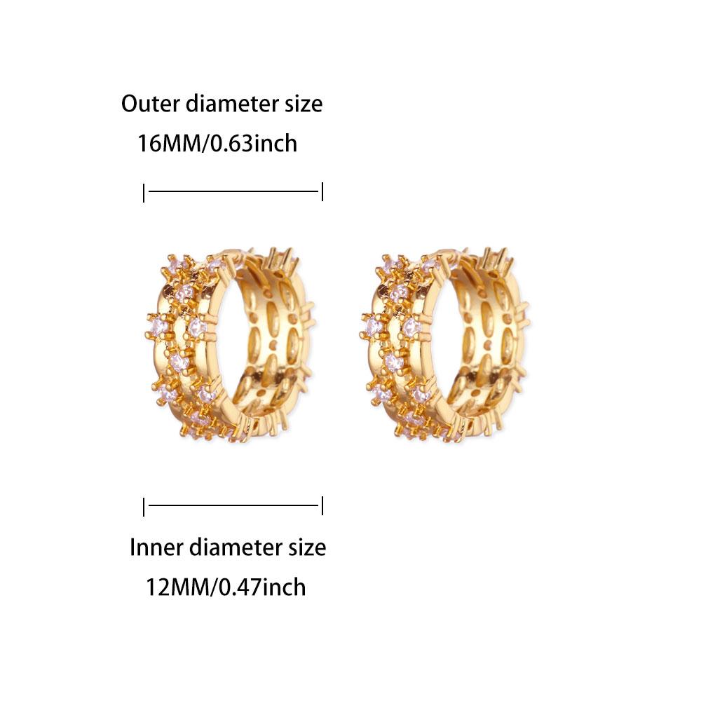 Pave Zirconia Small Hoop Earrings for Women Gold Color Geometric Piercing Earrings  Wedding Jewelry Gift