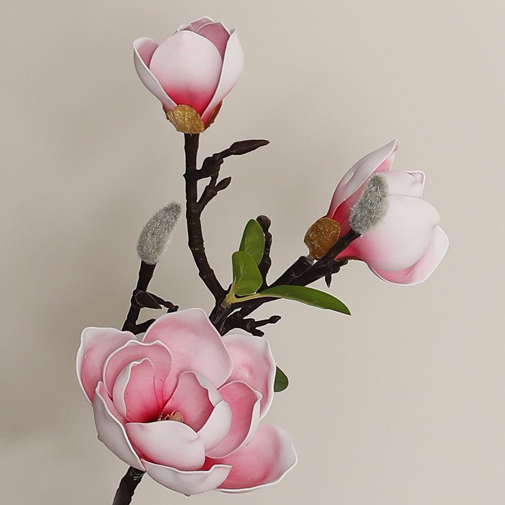 Large Magnolia Artificial Flower Bouquet for Living Room - High-End Floor Stand Floral Decoration