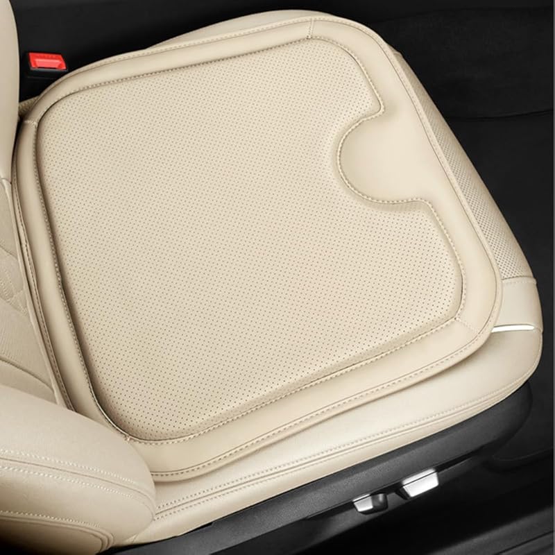Car Front Seat Cushion Pad, Leather Car Memory Foam Heightening Seat Cushion Cover (Black)