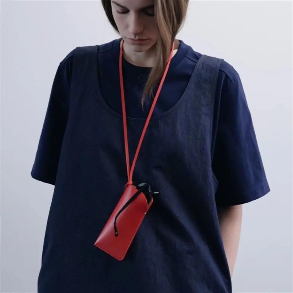 PU Leather Glasses Storage Bag Hanging Neck Glasses Case Sunglasses Storage Clip Solid Color Eyewear Bag Gift 2025 New