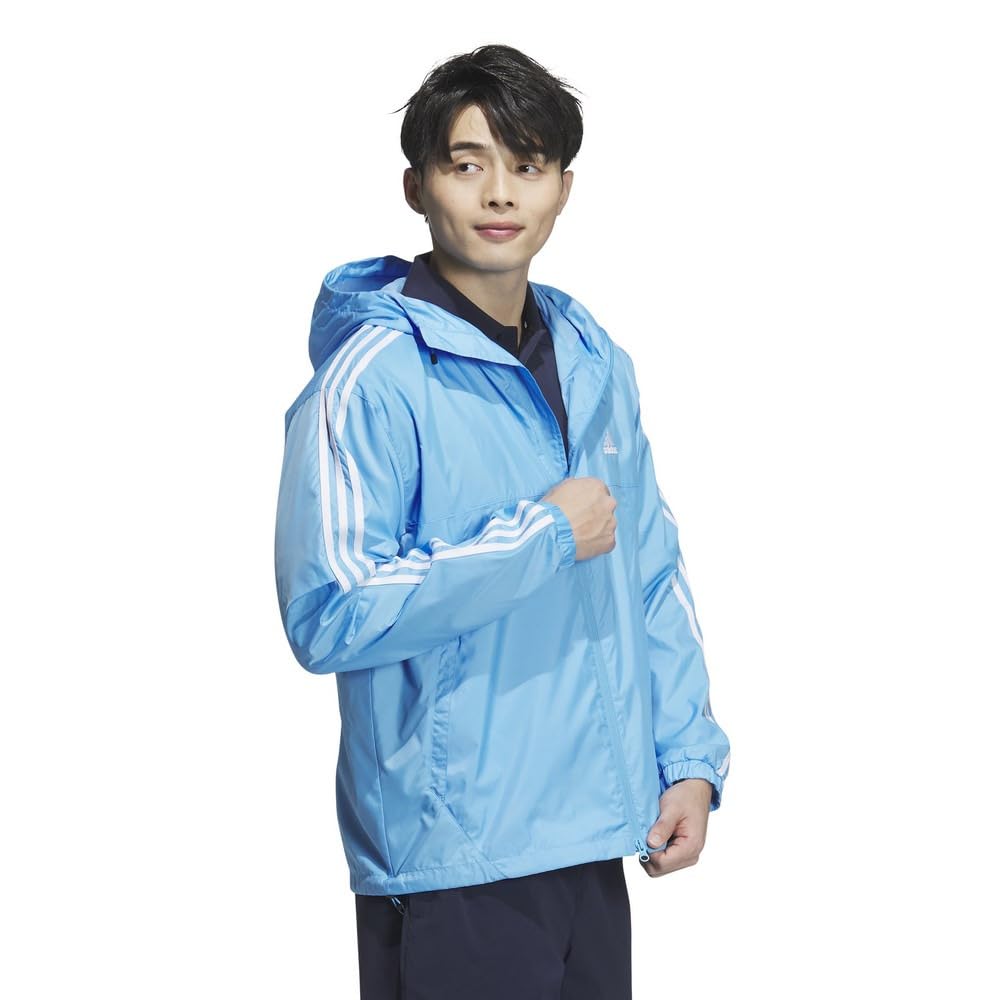 Adidas 3ST Wind Woven Size Blue Men's ESS+ Full-Zip Jacket, M,
