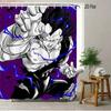 Dragon Ball Z Vegeta Super Saiyan Rüstung Szene 2D Druck Wasserdichter Duschvorhang, Retro Körniger Türkisblauer Himmel Hintergrund mit Ikonischem S