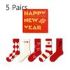 5 Pairs of Female Spring and Autumn Love Embroidery New Year Red Stockings