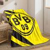 Yellow Background with Black "BVB 09" Circle and Diagonal Black Stripes. for All Seasons Blanket Lunch Break Throw Gift