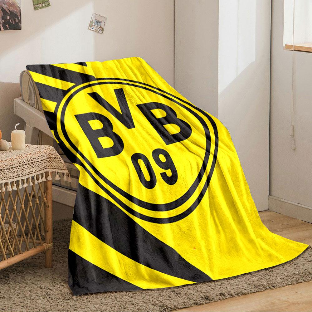Yellow Background with Black "BVB 09" Circle and Diagonal Black Stripes. for All Seasons Blanket Lunch Break Throw Gift