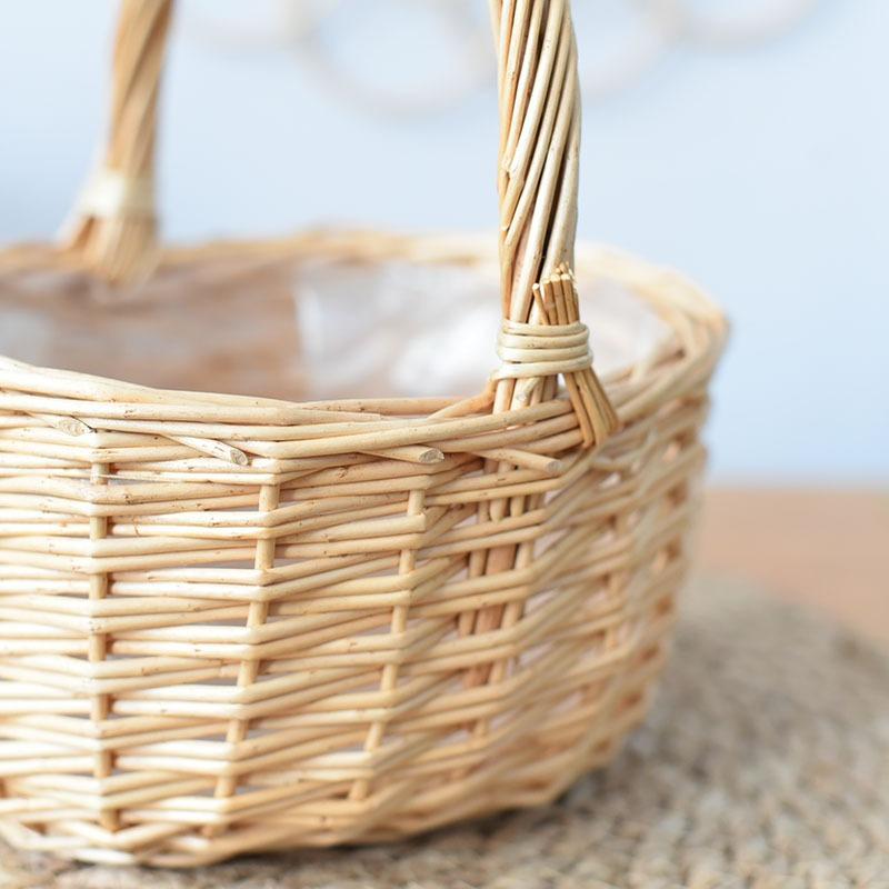 Flower Basket Rattan Portable Basket Flower Arrangement Green Plant Willow Bamboo Egg Basket Storage Basket