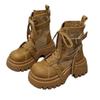 Wind lace-up platform short boots women's new autumn small man heightening retro versatile Martin boots